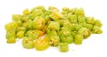 Fresh green cut chili pepper pieces on a white background Royalty Free Stock Photo