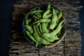 Fresh green edamame beans on plate Royalty Free Stock Photo