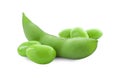 Fresh green edamame pod and beans on white background Royalty Free Stock Photo