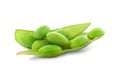 Fresh green edamame pod with beans on white background Royalty Free Stock Photo