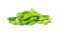 Fresh green edamame pods and beans on white background Royalty Free Stock Photo