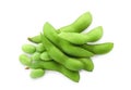 Fresh green edamame pods with beans on white background Royalty Free Stock Photo
