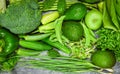 Fresh green fruit and green vegetables mixed background various for healthy food vegan cook / Healthy food selection clean eating Royalty Free Stock Photo