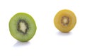 Fresh green and gold kiwi fruit isolated on white background Royalty Free Stock Photo