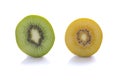 Fresh green and gold kiwi fruit isolated on white background Royalty Free Stock Photo