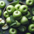 Fresh green Granny Smith apples fruit background image. ai generative Royalty Free Stock Photo