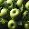 Fresh green Granny Smith apples fruit background image. ai generative Royalty Free Stock Photo