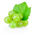 Fresh green grape with leaf isolated on white background Royalty Free Stock Photo