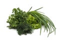 Fresh green grass parsley dill onion herbs mix