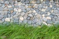 Fresh green grass with stones wall background Royalty Free Stock Photo