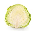 Fresh green half cabbage on a white background