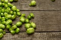 Fresh green hops on a wooden table Royalty Free Stock Photo