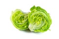 Fresh green iceberg lettuce salad leaves cut isolated on white background. Royalty Free Stock Photo