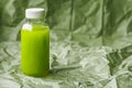 Fresh green juice in eco-friendly recyclable plastic bottle and packaging, healthy drink and food product Royalty Free Stock Photo
