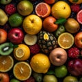 green vitamin fruit drop strawberry water healthy white background food fresh. Generative AI. Royalty Free Stock Photo