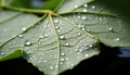 Fresh green leaf with dew drop, nature vibrant beauty generated by AI Royalty Free Stock Photo