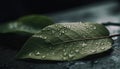 Fresh green leaf with dew drop reflects vibrant nature growth generated by AI Royalty Free Stock Photo