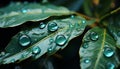 Fresh green leaf reflects vibrant beauty of nature wet dew generated by AI Royalty Free Stock Photo