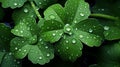 Fresh Green Leaves with Rain Droplets