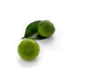 Fresh green lime with leaf isolated on white background - image