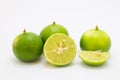 Fresh green limes on white background Royalty Free Stock Photo