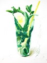 Fresh green cocktail illustration