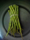 Fresh green Moringa oleifera fruit or Drumstick or sahijan bunch