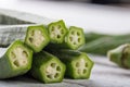 Fresh Green Okra ( Abelmoschus esculentus ) Royalty Free Stock Photo