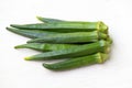 Fresh green okra isolated on white background. Royalty Free Stock Photo