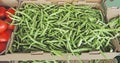 Fresh green flat beans for sale at the market Royalty Free Stock Photo