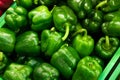 Fresh green organic sweet bell peppers on the farmer market on a tropical island Bali, Indonesia. Organic background. Royalty Free Stock Photo