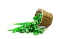 Fresh green Pandan screwpine leaves in basket isolated on whit Royalty Free Stock Photo