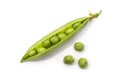 Fresh green pea open pod isolated on white background Royalty Free Stock Photo