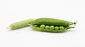 Fresh green pea pod with beans isolated on white background with clipping path Royalty Free Stock Photo