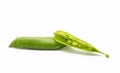 Fresh green pea pod with beans isolated on white background with clipping path Royalty Free Stock Photo