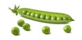 Fresh green pea pod with beans isolated on white background Royalty Free Stock Photo