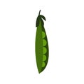 Fresh green pea pod icon in flat style Royalty Free Stock Photo