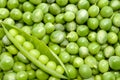 Fresh green pea pod on peas background Royalty Free Stock Photo