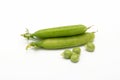 Fresh green pea pod with seeds on a white background Royalty Free Stock Photo