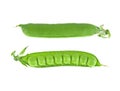 Fresh green pea pods on a white background Royalty Free Stock Photo