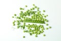 Fresh green pea seeds and pod on white background Royalty Free Stock Photo