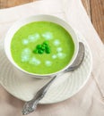 Fresh green pea soup Royalty Free Stock Photo