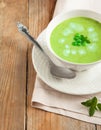 Fresh green pea soup Royalty Free Stock Photo