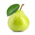 Fresh Green Pear with Leaf Royalty Free Stock Photo