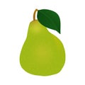 Fresh green pear with leaf.