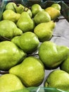 Fresh green pears on the market macro