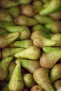 Fresh green pears at the weekly market Royalty Free Stock Photo