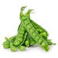 Fresh green peas close-up isolated on a white background. Royalty Free Stock Photo