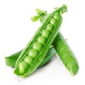 Fresh green peas close-up isolated on a white background. Royalty Free Stock Photo