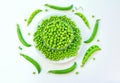 Fresh green peas in a glass bowl Royalty Free Stock Photo